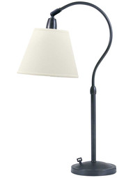 Hyde Park Table Lamp with Off-White Linen Shade in Oil-Rubbed Bronze.